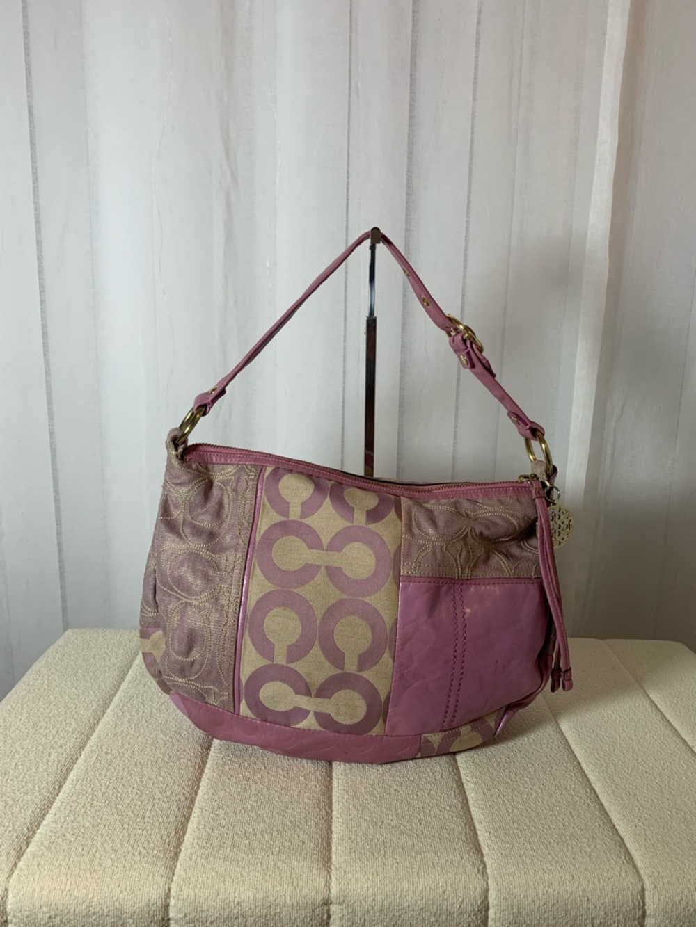 GUC COACH LAVENDER PATCHWORK SHOULDER BAG L 14” x H 11.75” x D 3”